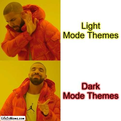 Computer Themes | Light Mode Themes; Dark Mode Themes | image tagged in memes | made w/ Lifeismeme meme maker