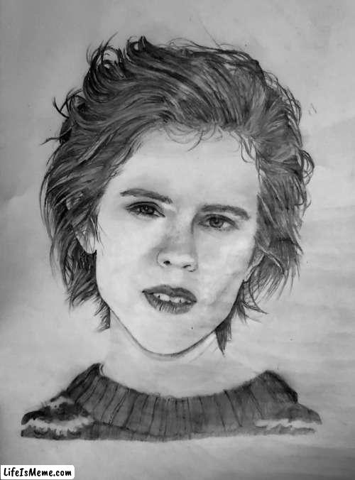 Sara Quin drawing (Tegan and Sara) | image tagged in drawing,art,pop music,lgbtq,lesbian,singer | made w/ Lifeismeme meme maker