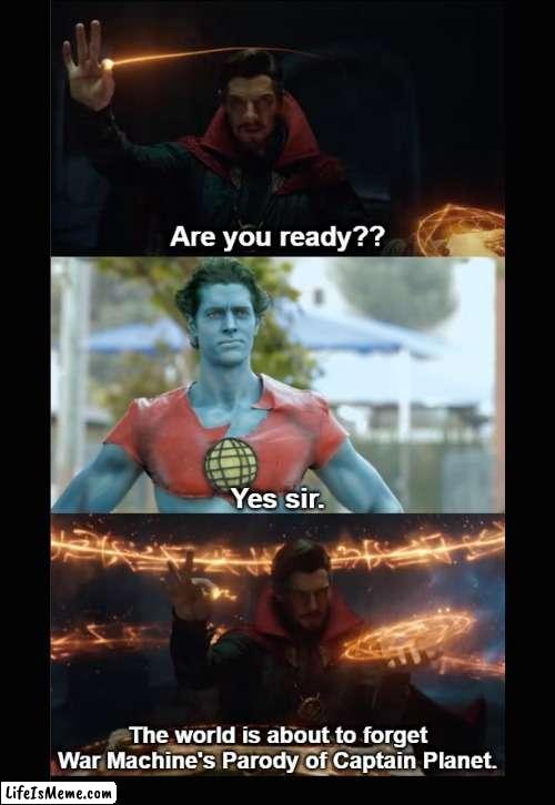 Captain Planet Get's Help from Doctor Strange | image tagged in captain planet,doctor strange,no way home | made w/ Lifeismeme meme maker