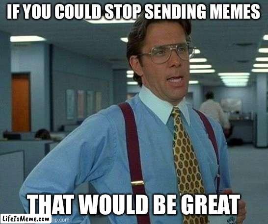 Sensible AI | IF YOU COULD STOP SENDING MEMES; THAT WOULD BE GREAT | image tagged in memes,that would be great | made w/ Lifeismeme meme maker