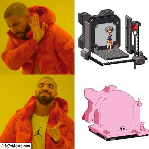 All hail the kirby censorship | image tagged in memes,drake hotline bling | made w/ Lifeismeme meme maker