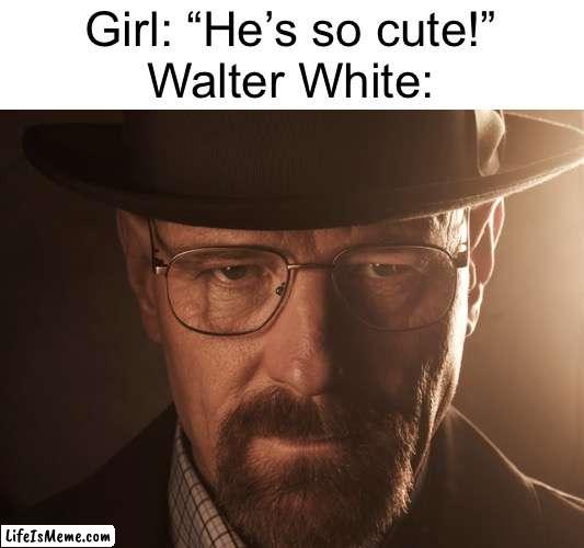 Cringe memes replaced with breaking bad | Girl: “He’s so cute!”
Walter White: | image tagged in breaking bad,funny,memes | made w/ Lifeismeme meme maker