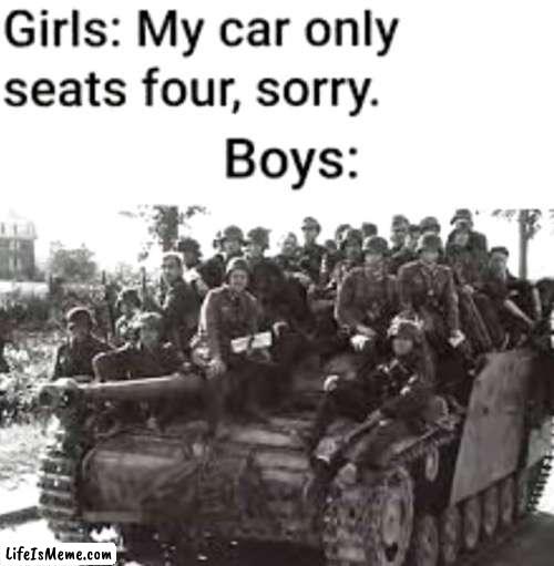 Infinite seats | image tagged in tank | made w/ Lifeismeme meme maker
