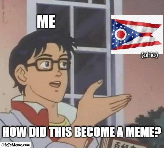 but fr, how? | ME; (ohio); HOW DID THIS BECOME A MEME? | image tagged in memes,is this a pigeon | made w/ Lifeismeme meme maker