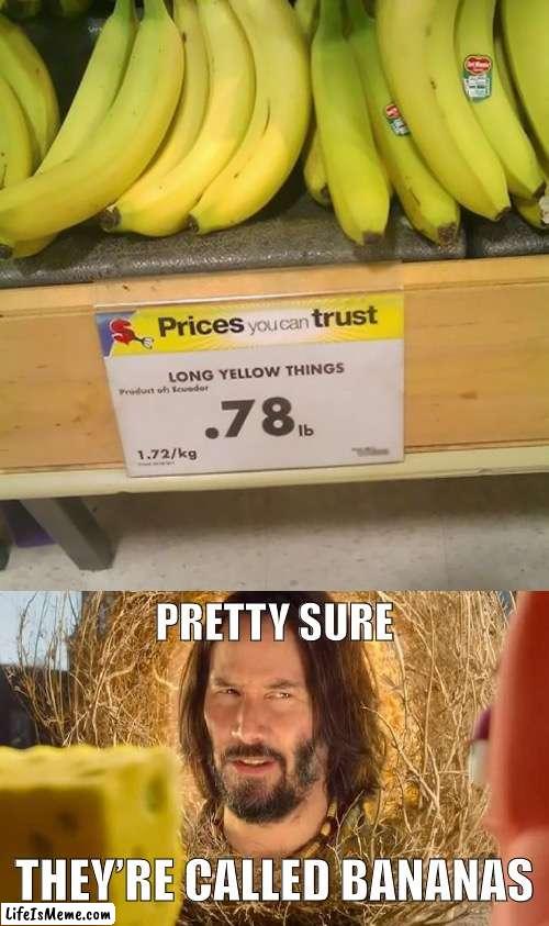 They had one job to do, and they hilariously and shamefully failed | PRETTY SURE; THEY’RE CALLED BANANAS | image tagged in spongebob,im pretty sure it doesnt,you had one job,stupid signs,memes,funny | made w/ Lifeismeme meme maker