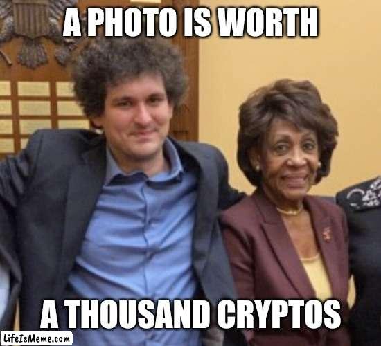 A photo is worth a thousand cryptos | A PHOTO IS WORTH; A THOUSAND CRYPTOS | image tagged in crypto,meme | made w/ Lifeismeme meme maker