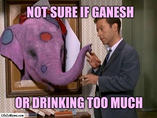 Bewitched Gazebo | NOT SURE IF GANESH; OR DRINKING TOO MUCH | image tagged in bewitched gazebo,elephant,bewitched,not sure if,drinking,hallucinate | made w/ Lifeismeme meme maker