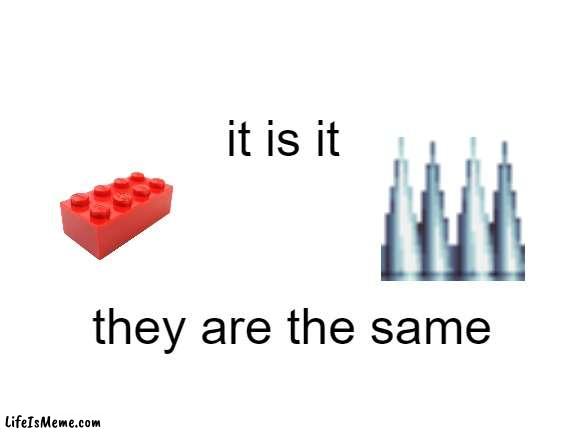 it is it | it is it; they are the same | image tagged in blank white template | made w/ Lifeismeme meme maker