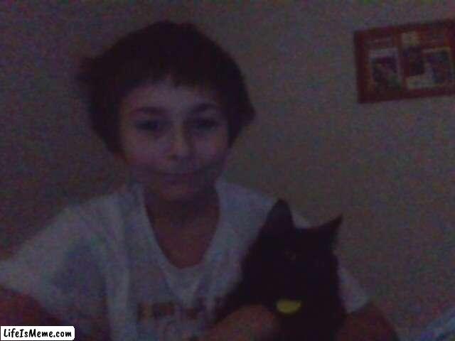 my cat rhys. (and me) | image tagged in cats | made w/ Lifeismeme meme maker