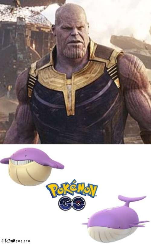 this seem familiar? | image tagged in thanos,pokemon,pokemon go,thanos meme,pokemon memes,evolution | made w/ Lifeismeme meme maker
