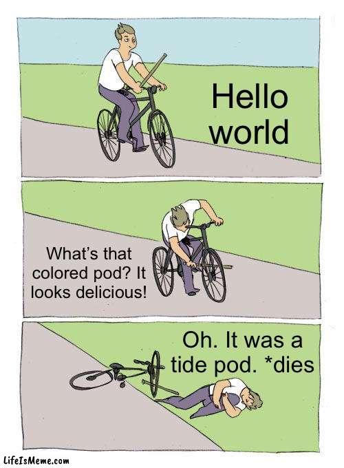 Children | Hello world; What’s that colored pod? It looks delicious! Oh. It was a tide pod. *dies | image tagged in memes,bike fall | made w/ Lifeismeme meme maker