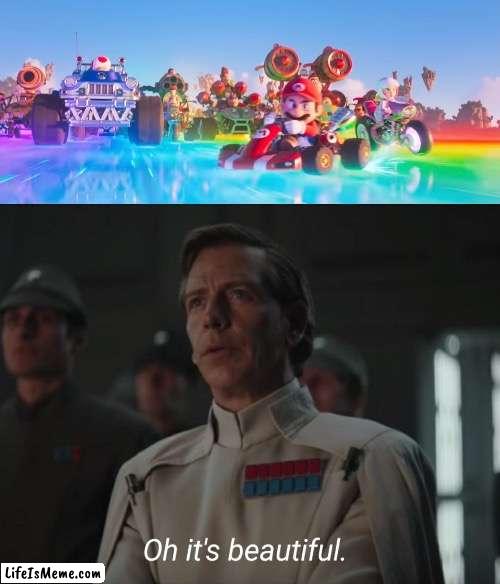 Me after watching the new Mario movie trailer | image tagged in oh it's beautiful,super mario,mario movie,memes,mario,funny | made w/ Lifeismeme meme maker