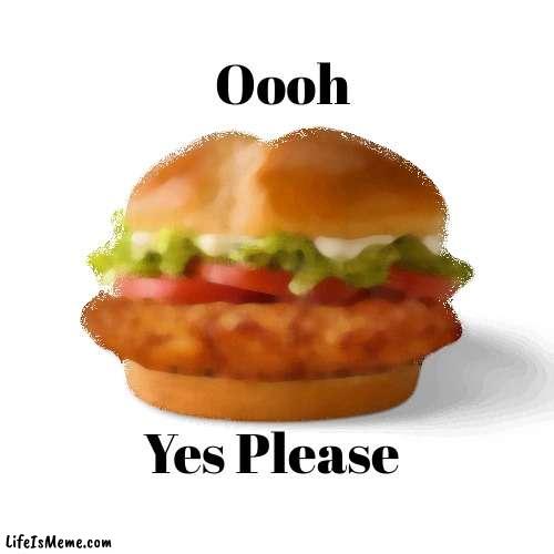 The Chicken Sandwich Everybody will Love! | Oooh; Yes Please | image tagged in chicken,funny,random,food,boring | made w/ Lifeismeme meme maker