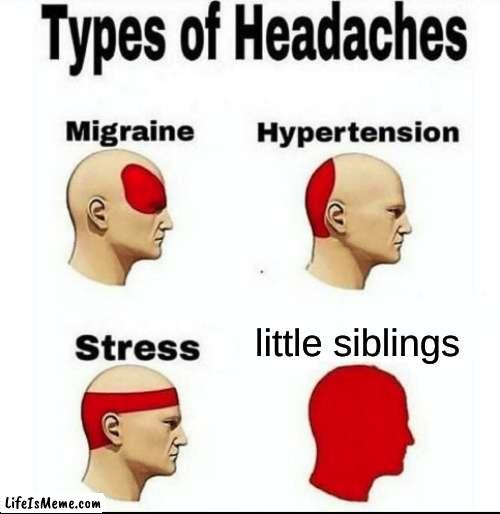 do not try this at home | little siblings | image tagged in types of headaches meme | made w/ Lifeismeme meme maker