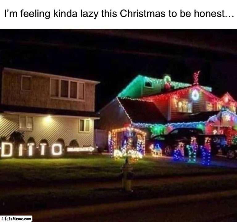 I would totally do this if someone like that lived next to me | I’m feeling kinda lazy this Christmas to be honest… | image tagged in memes,funny,relatable memes,christmas,awesome,christmas lights | made w/ Lifeismeme meme maker