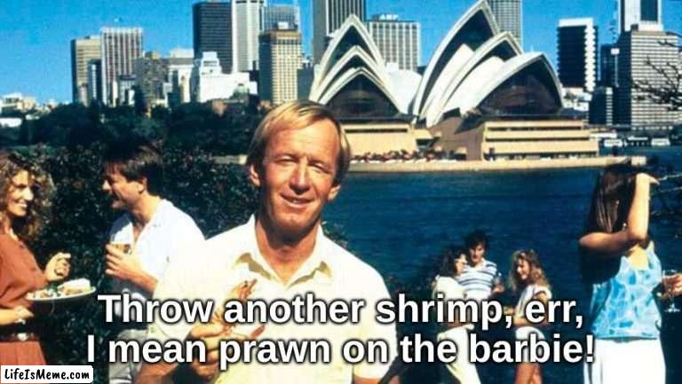 Shrimp on the barbie | Throw another shrimp, err, I mean prawn on the barbie! | image tagged in meanwhile in australia,lol,y u no,well this is awkward,oh wow are you actually reading these tags | made w/ Lifeismeme meme maker
