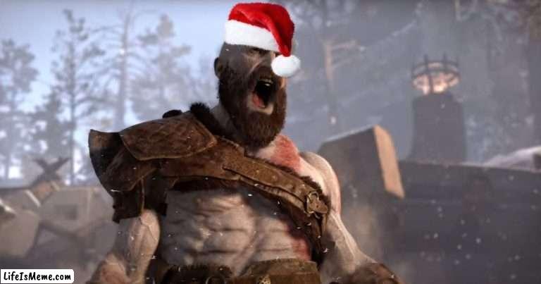 The God Of War Wishes You A Very Merry Christmas! | image tagged in christmas,kratos | made w/ Lifeismeme meme maker