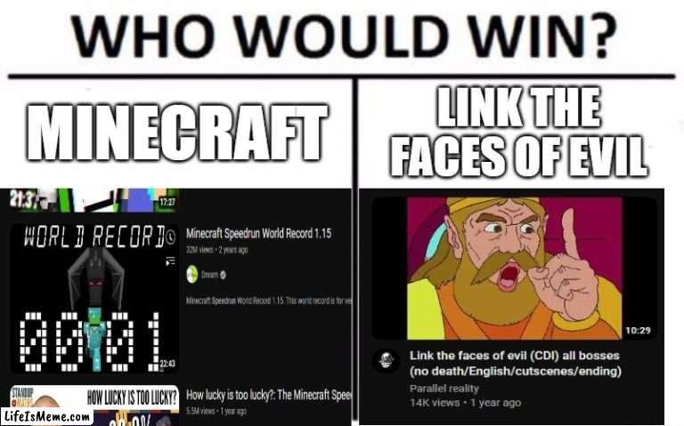 Good shit | MINECRAFT; LINK THE FACES OF EVIL | image tagged in minecraft,ytp,link,memes,meme,dank memes | made w/ Lifeismeme meme maker