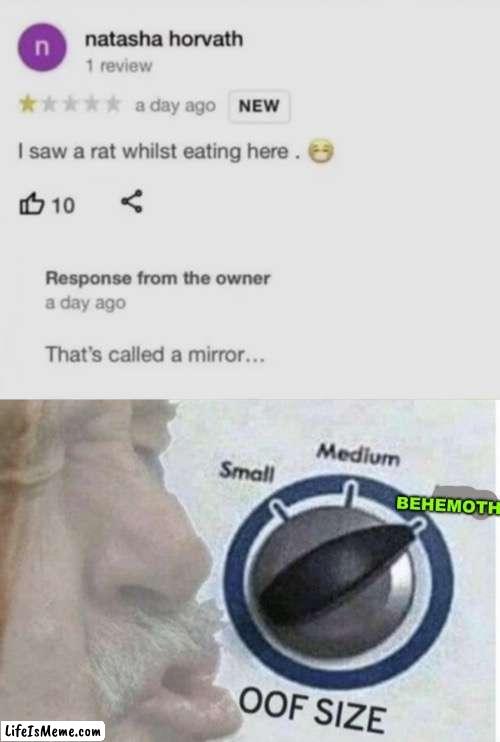 The amount of pain the customer must be feeling right now... | image tagged in oof size behemoth,pain,restaurant | made w/ Lifeismeme meme maker