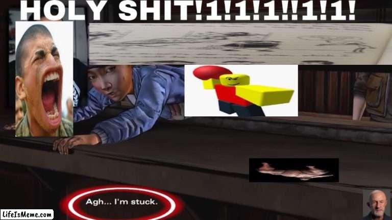 CLEMENTINE GETS STUCK | image tagged in thewalkingdead,baller | made w/ Lifeismeme meme maker