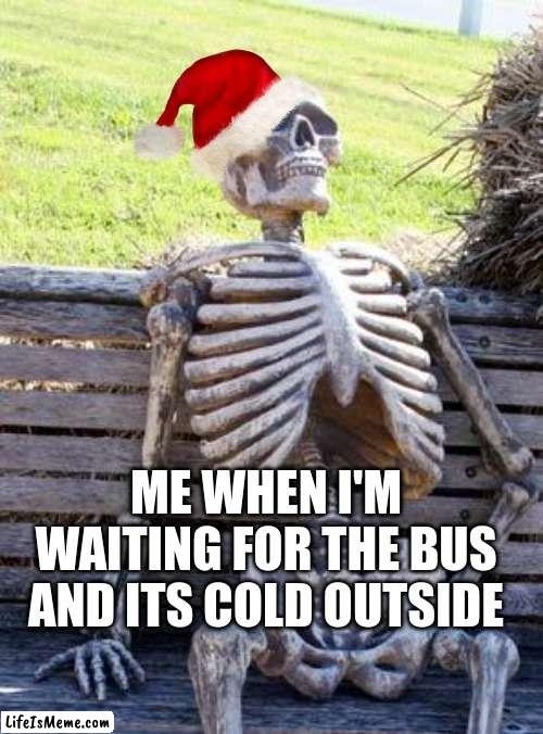 frozen 3 | ME WHEN I'M WAITING FOR THE BUS AND ITS COLD OUTSIDE | image tagged in memes,waiting skeleton | made w/ Lifeismeme meme maker