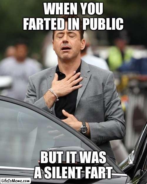 Silent farts | WHEN YOU FARTED IN PUBLIC; BUT IT WAS A SILENT FART | image tagged in relief,relatable,boys | made w/ Lifeismeme meme maker