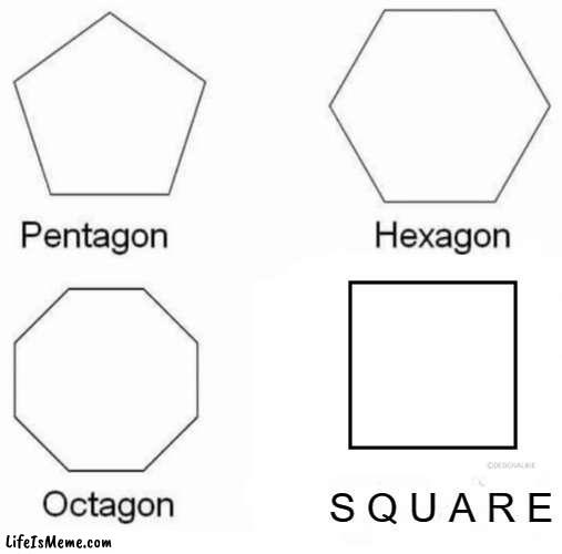squaregon | S Q U A R E | image tagged in memes,pentagon hexagon octagon | made w/ Lifeismeme meme maker