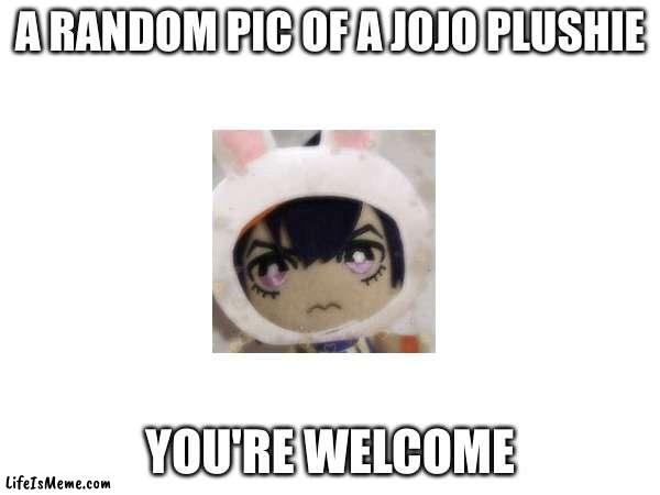Jojo plush | A RANDOM PIC OF A JOJO PLUSHIE; YOU'RE WELCOME | image tagged in jjba,jojo's bizarre adventure,jojo | made w/ Lifeismeme meme maker