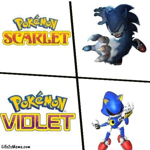 past sonic and future sonic | image tagged in pokemon scarlet and violet,sonic | made w/ Lifeismeme meme maker