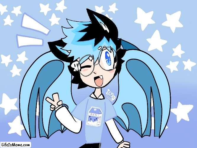 ✨Kawaii✨ | image tagged in anime,kawaii,blue,wolf | made w/ Lifeismeme meme maker