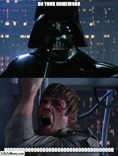 "I am your father" | DO YOUR HOMEWORK; NOOOOOOOOOOOOOOOOOOOOOOOOOOOOOOOOOOOO | image tagged in i am your father | made w/ Lifeismeme meme maker