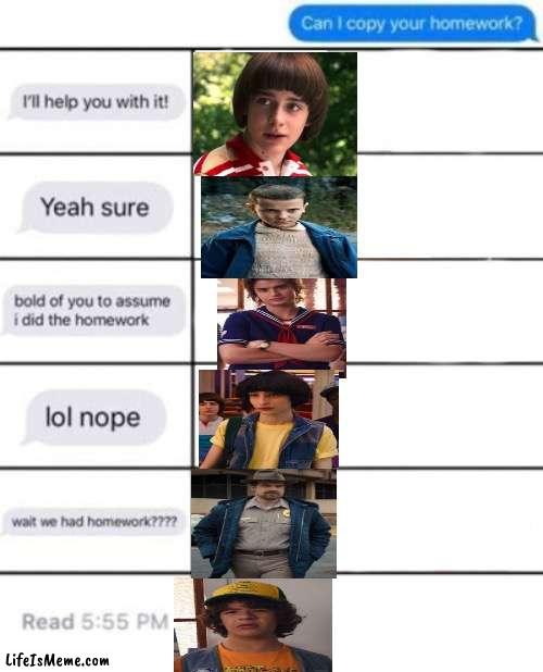 can I copy stranger things edition | image tagged in can i copy your homework,stranger things | made w/ Lifeismeme meme maker