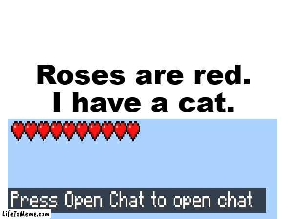 minecraft bedrock be like | Roses are red.
I have a cat. | image tagged in memes,minecraft | made w/ Lifeismeme meme maker