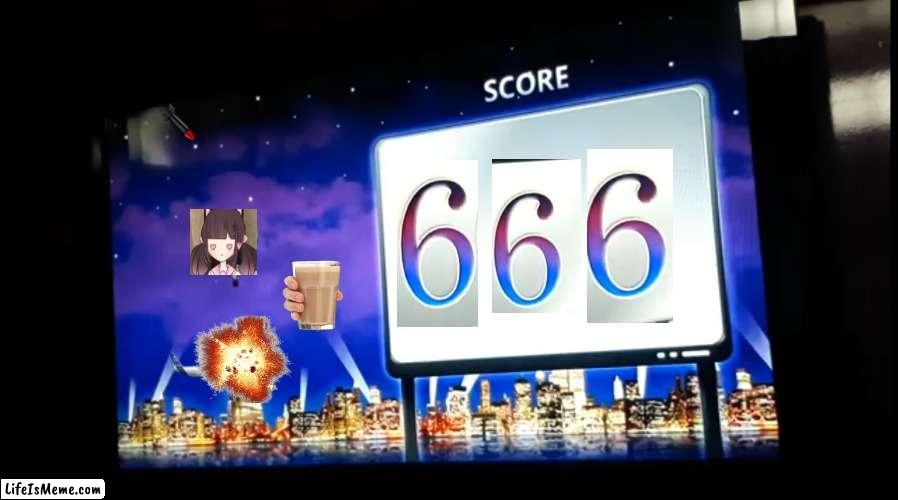 Videoke Score 666 | image tagged in funny,666,score,karaoke | made w/ Lifeismeme meme maker