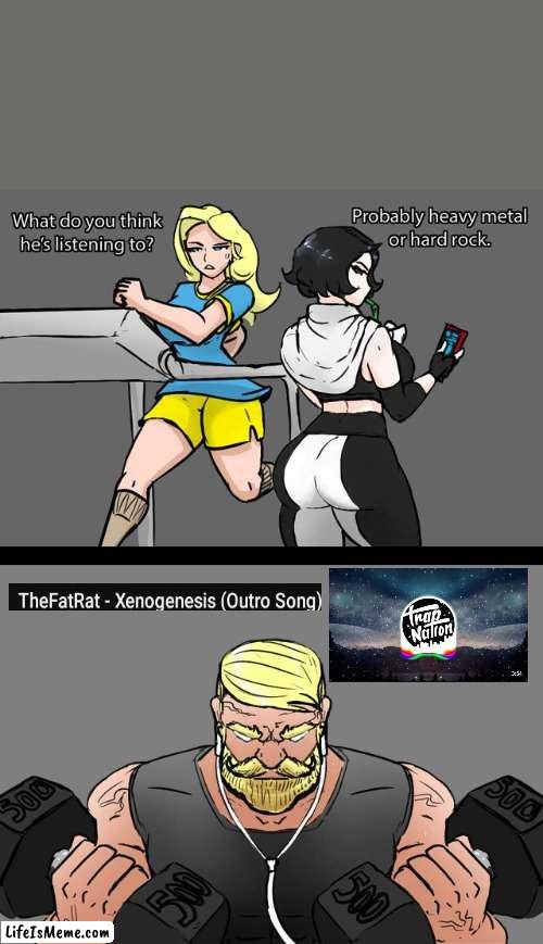 Outro Song Meme | image tagged in what do you think he's listening to,gym,the good old days | made w/ Lifeismeme meme maker