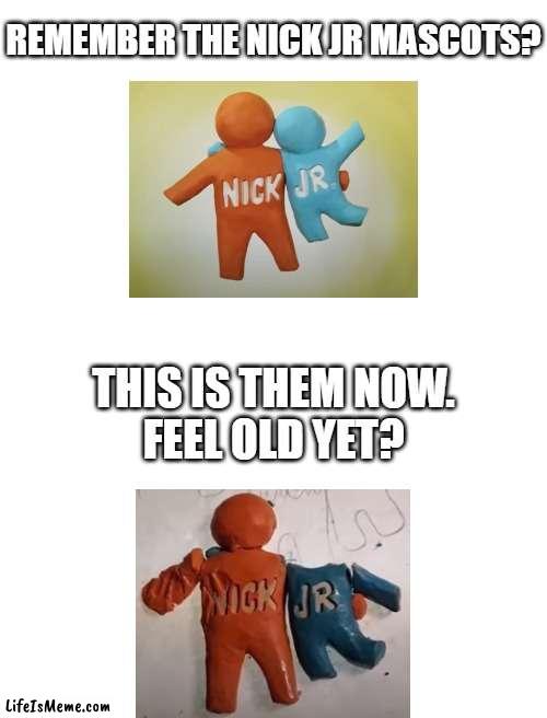 They lost Jr's head :( | REMEMBER THE NICK JR MASCOTS? THIS IS THEM NOW.
FEEL OLD YET? | image tagged in nick jr,nostalgia,childhood | made w/ Lifeismeme meme maker