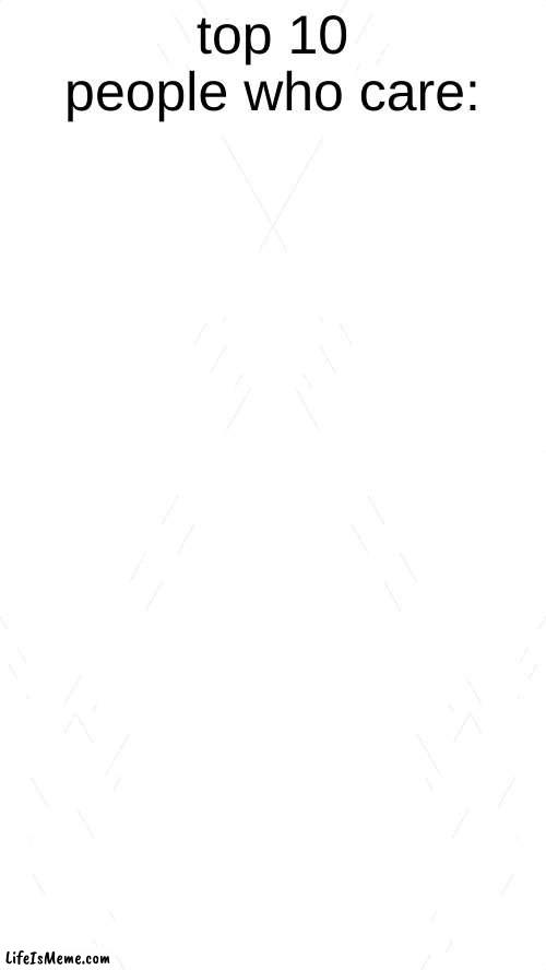 white blank template | top 10 people who care: | image tagged in white blank template | made w/ Lifeismeme meme maker