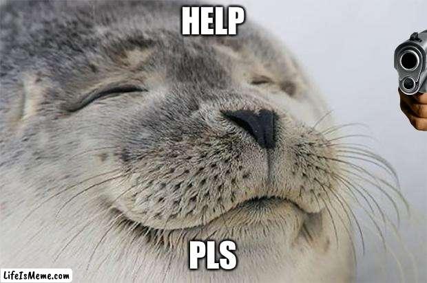 Seal being attacked | HELP; PLS | image tagged in memes,satisfied seal | made w/ Lifeismeme meme maker