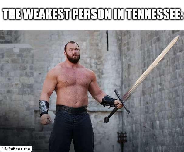 tenessee | THE WEAKEST PERSON IN TENNESSEE: | image tagged in tenessee | made w/ Lifeismeme meme maker