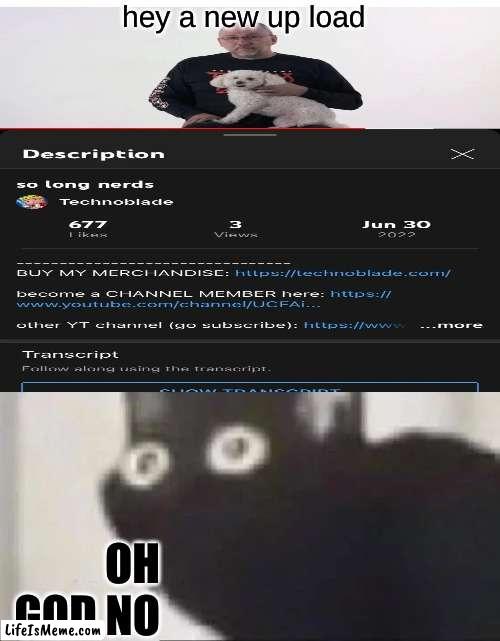 Rest in peace technoblade | hey a new up load; OH GOD NO | image tagged in oh no black cat,rip,technoblade | made w/ Lifeismeme meme maker
