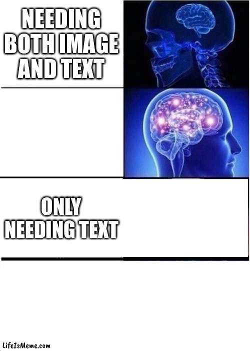 Jokes on you, I don't even need the meme | NEEDING BOTH IMAGE AND TEXT; ONLY NEEDING TEXT | image tagged in memes,expanding brain | made w/ Lifeismeme meme maker