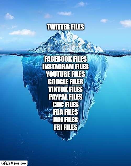 Twitter Files | TWITTER FILES; @thedrei; FACEBOOK FILES
INSTAGRAM FILES
YOUTUBE FILES
GOOGLE FILES
TIKTOK FILES
PAYPAL FILES
CDC FILES
FDA FILES
DOJ FILES
FBI FILES | image tagged in twitter,trump twitter,elon musk buying twitter,twitter birds says,elon musk,facebook | made w/ Lifeismeme meme maker